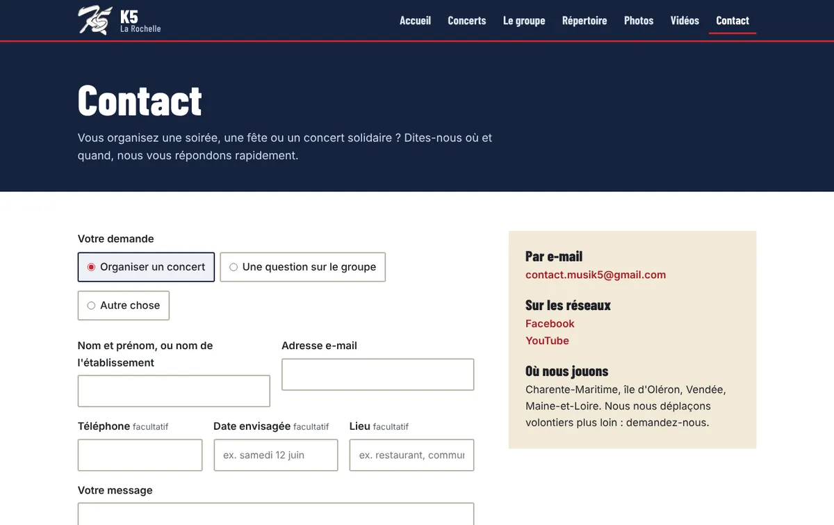 Le contact, selon la demande